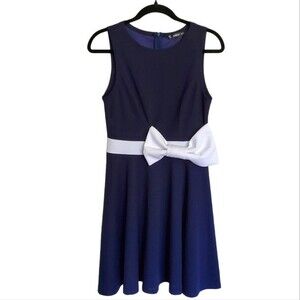 Oversized Bow Navy Dress